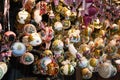 Christmas decorations on the market in Vienna.Golden balls, bulbs, bubbles,decorations and ornaments Royalty Free Stock Photo