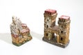 Christmas decorations, nativity scene houses isolated in a white Royalty Free Stock Photo