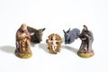 Christmas decorations, nativity scene statues isolated in a whit Royalty Free Stock Photo