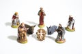 Christmas decorations, nativity scene statues isolated in a whit Royalty Free Stock Photo