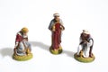 Christmas decorations, nativity scene statues isolated in a whit Royalty Free Stock Photo