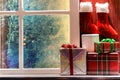Christmas Window Decorations Royalty Free Stock Photo