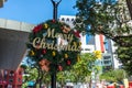 Christmas decorations and ornaments in public area getting ready for the year end festive celebrations