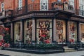 Christmas decorations outside T. Goode Designers and Co shop in Mayfair, London, UK Royalty Free Stock Photo