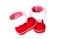 Christmas decorations. A pair of red Christmas boots or Santa Claus boots isolated on a white background Royalty Free Stock Photo