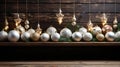 Christmas Decorations Placed on a Rustic Wooden Background Selective Focus Royalty Free Stock Photo