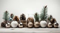 Christmas Decorations Placed on a Rustic Wooden Background Selective Focus Royalty Free Stock Photo