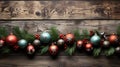 Christmas Decorations Placed on a Rustic Wooden Background Selective Focus Royalty Free Stock Photo