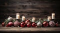 Christmas Decorations Placed on a Rustic Wooden Background Selective Focus Royalty Free Stock Photo
