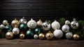 Christmas Decorations Placed on a Rustic Wooden Background Selective Focus Royalty Free Stock Photo