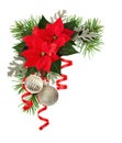 Christmas decorations and poinsettia flowers in a holiday corner Royalty Free Stock Photo