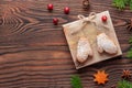 Christmas decorations or present made of cookies connected with twine