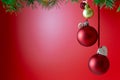Christmas decorations on a red background. Holiday season concept