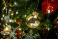 Christmas decorations: balls, cones, flowers, snowflakes and icicles Royalty Free Stock Photo