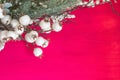 Christmas decorations on a red wooden background Royalty Free Stock Photo