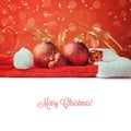 Christmas decorations on Santa hat with white copy space Royalty Free Stock Photo