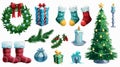 Christmas Decorations Set for Winter Holiday Elements Royalty Free Stock Photo
