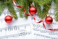 Christmas decorations on the sheets with notes