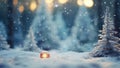 Christmas decorations in snowfall. Selective focus and shallow depth of field. Royalty Free Stock Photo