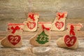 Christmas decorations with socks Royalty Free Stock Photo