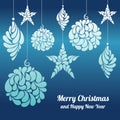 Christmas decorations star, a ball diamond on a blue background. Royalty Free Stock Photo