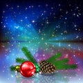 Christmas decorations and starry background Royalty Free Stock Photo