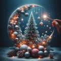 christmas decorations, christmas tree, christmas balls, fairy lights