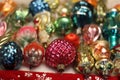 Christmas decorations for the Christmas tree in the form of vintage Christmas tree glass toys Santa Claus, balls, cones, icicles o