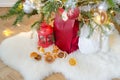 Christmas decorations under the Christmas tree Royalty Free Stock Photo