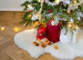 Christmas decorations under the Christmas tree Royalty Free Stock Photo