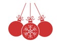 Christmas decorations. Vector holiday icons editable stroke. Christmas balls ornaments. Red symbols on white background stock Royalty Free Stock Photo