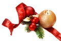 Christmas decorations, on white background.