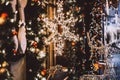 Christmas decorations - window lights, luminous star close-up