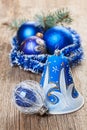 Christmas decorations on wood Royalty Free Stock Photo