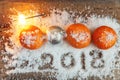 Christmas decorations on a wooden background Royalty Free Stock Photo