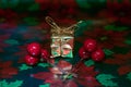 Merry Christmas Decorative Display with Present Royalty Free Stock Photo