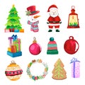 Christmas decorative elements set. Royalty Free Stock Photo