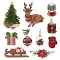 Christmas decorative elements set. Royalty Free Stock Photo