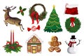 Christmas decorative elements set. Royalty Free Stock Photo