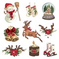 Christmas decorative elements set. Royalty Free Stock Photo