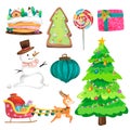 Christmas decorative elements set. Royalty Free Stock Photo