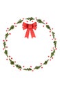 Christmas Decorative Fir and Holly Berry Winter Wreath with Bow