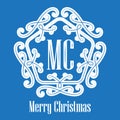 Christmas decorative lace. Elegant hipster logo with embroidered