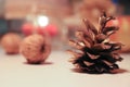 Christmas decorative pine. Holy night. Golden pine.