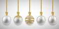 Christmas decorative silver balls set with glitter, vector illustration Royalty Free Stock Photo