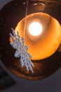 Christmas decorative snowflake and lamp Royalty Free Stock Photo