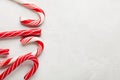 Christmas decors with gray background. Candy cane