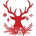 Christmas Deer Antlers with Flowers,Christmas Ball Collections.