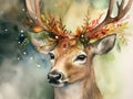 Christmas Reindeer. Watercolor Illustration Royalty Free Stock Photo