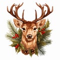 Christmas deer clipart, isolated vector illustration Royalty Free Stock Photo